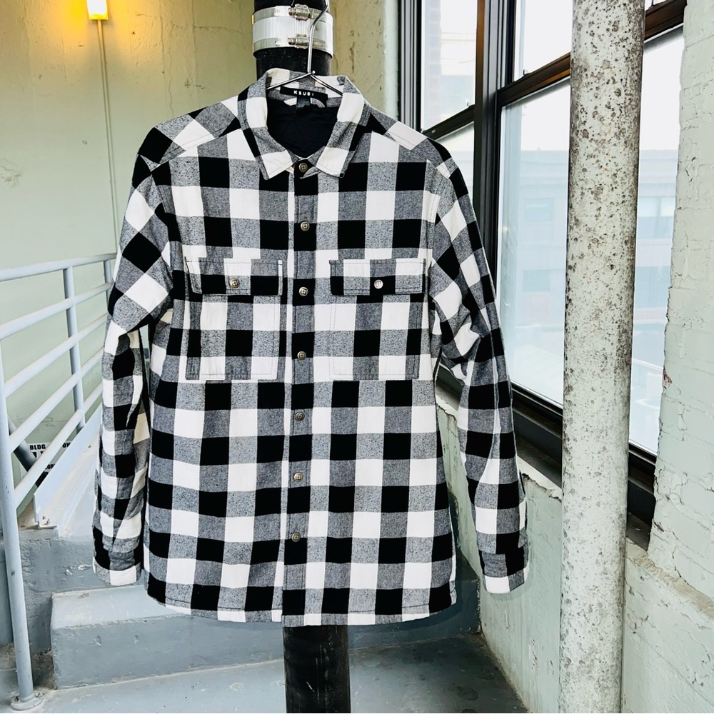 Ksubi lined Flannel. Size Large. Black and white